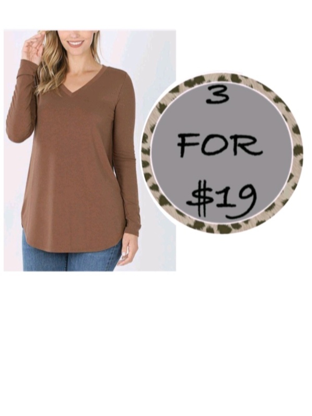 3/$19 Zenana outfitters vneck long sleeve shirt